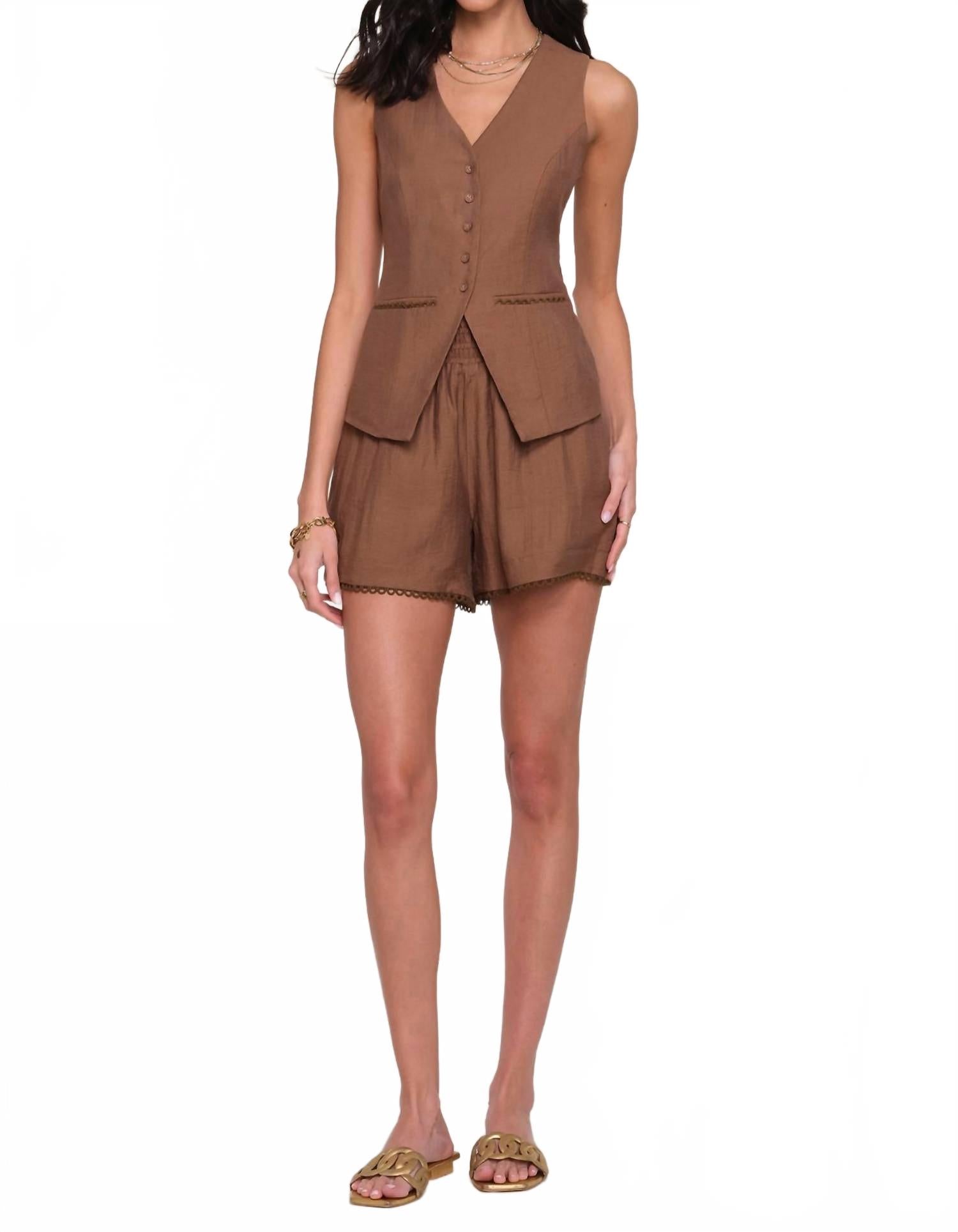 Women's Campari Vest Top In Brown Heartloom
Women's Campari Vest Top In Brown Heartloom