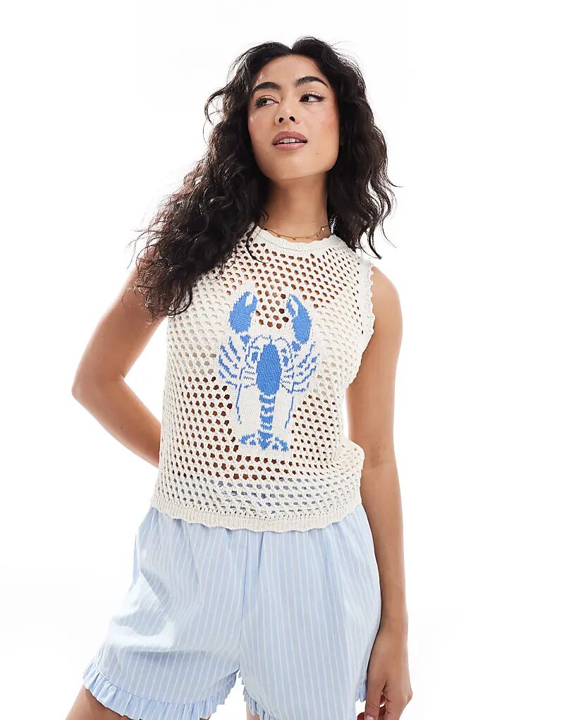 Синий трикотажный топ ASOS DESIGN цвета экрю с принтом «лобстер»
Синий трикотажный топ ASOS DESIGN цвета экрю с принтом «лобстер»