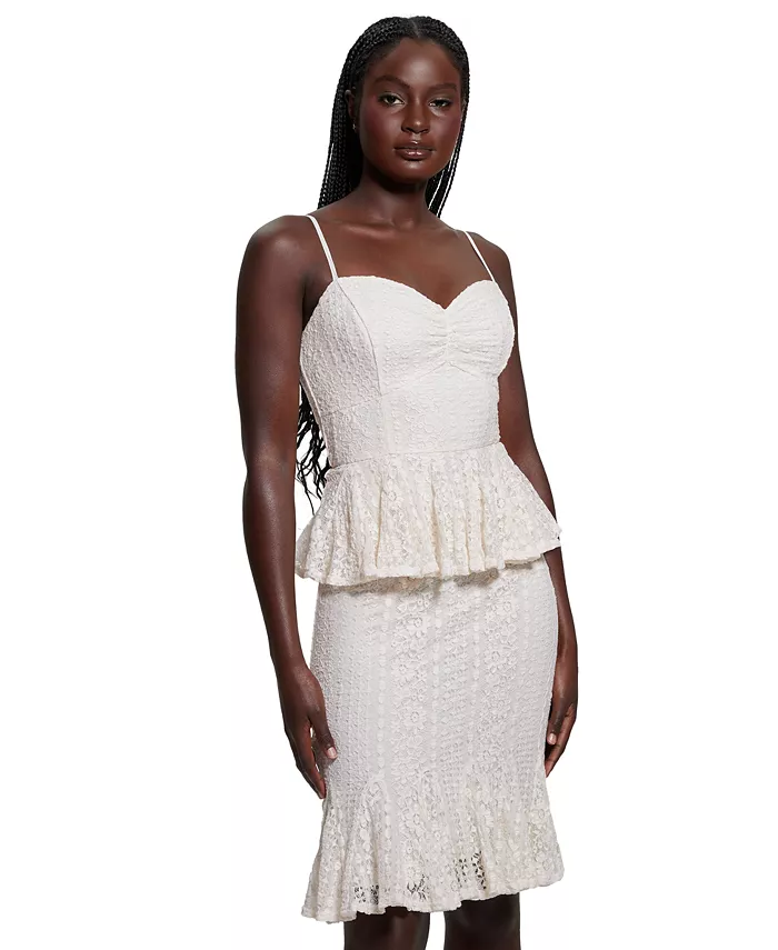 Женское кружевное платье Lula с оборками на талии без рукавов GUESS, белый
Женское кружевное платье Lula с оборками на талии без рукавов GUESS, белый