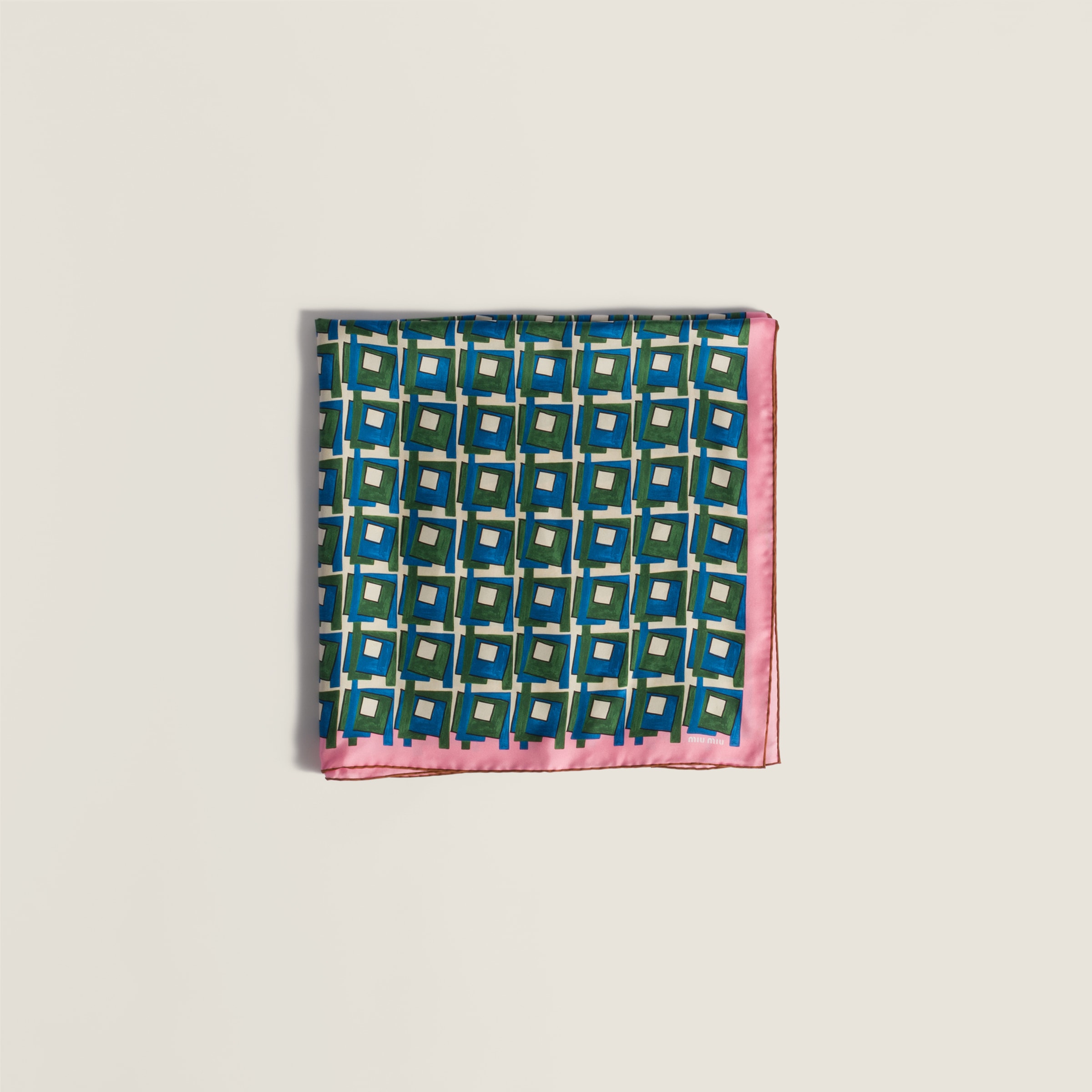 Шелковый платок с принтом MIU MIU, розовый/лаврово-зеленый
Шелковый платок с принтом MIU MIU, розовый/лаврово-зеленый