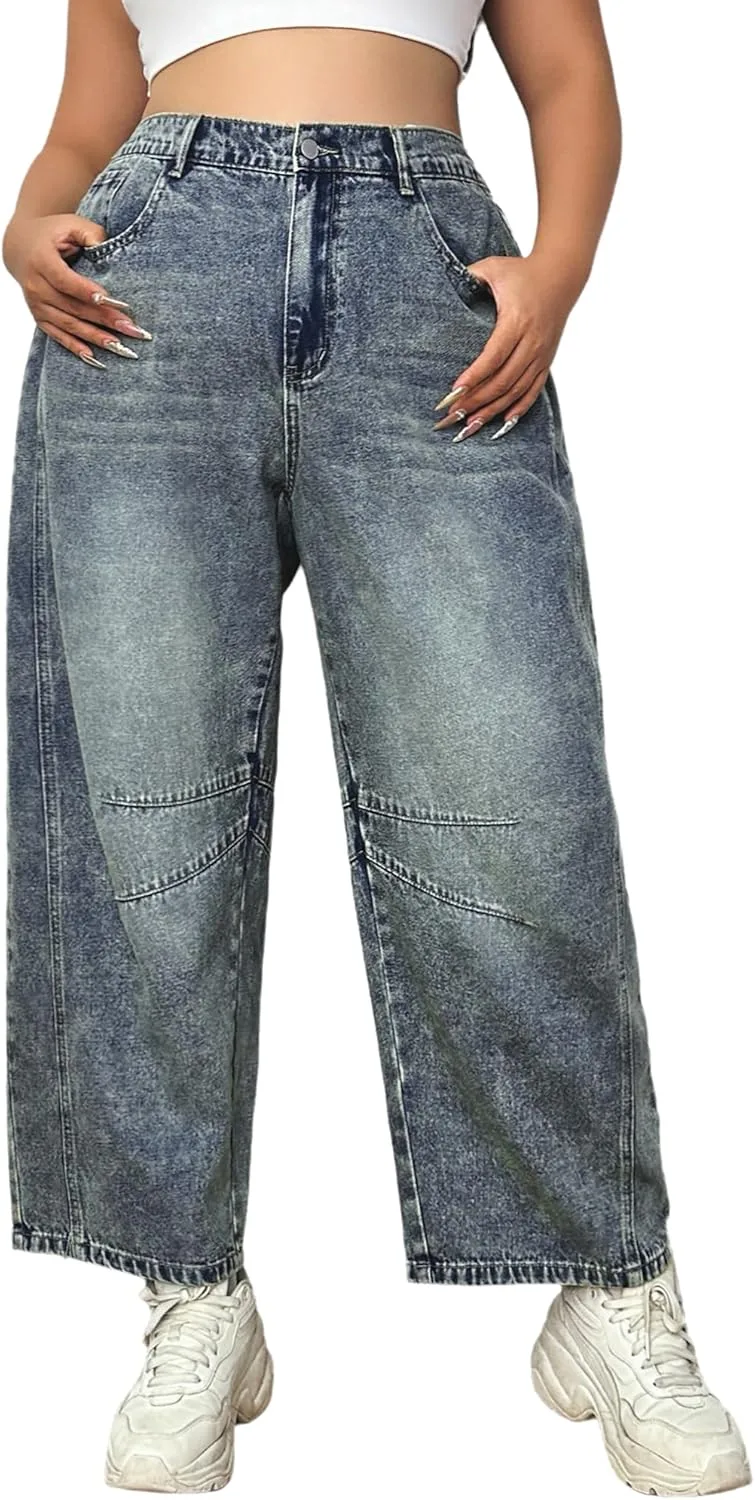 Женские джинсы Plus Size 2025, завышенная талия, эластичные, широкие QLAUYIOE
Женские джинсы Plus Size 2025, завышенная талия, эластичные, широкие QLAUYIOE