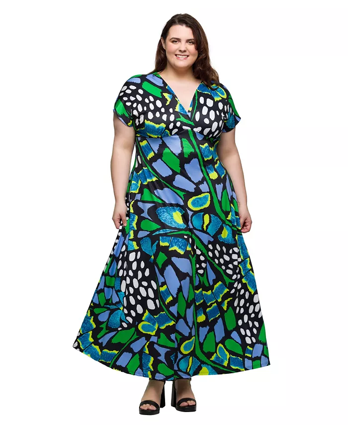 Платье макси размера плюс с V-образным вырезом и завышенной талией, рукавами-крылышками 24seven Comfort Apparel, зеленый
Платье макси размера плюс с V-образным вырезом и завышенной талией, рукавами-крылышками 24seven Comfort Apparel, зеленый