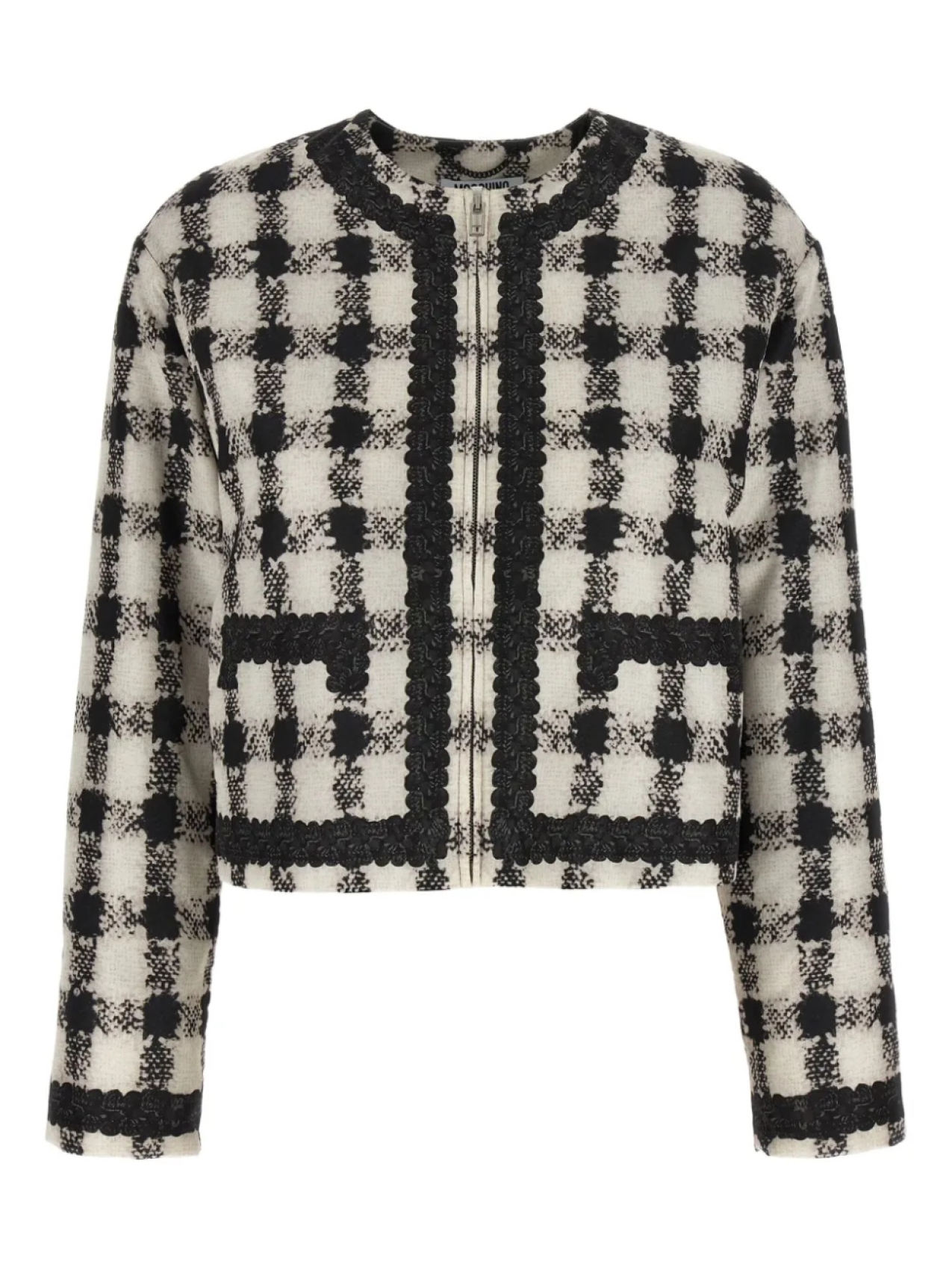 Пиджак Moschino с узором в клетку и кружевной отделкой, черный
Пиджак Moschino с узором в клетку и кружевной отделкой, черный