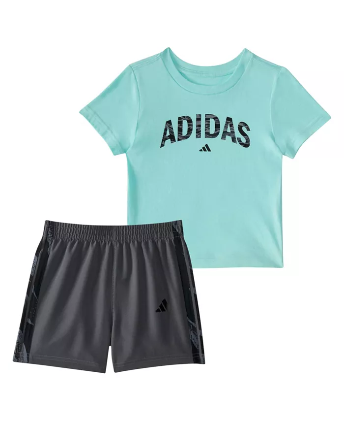 Комплект для мальчиков: футболка с короткими рукавами и шорты плетеные камуфляжные с 3 полосками adidas
Комплект для мальчиков: футболка с короткими рукавами и шорты плетеные камуфляжные с 3 полосками adidas