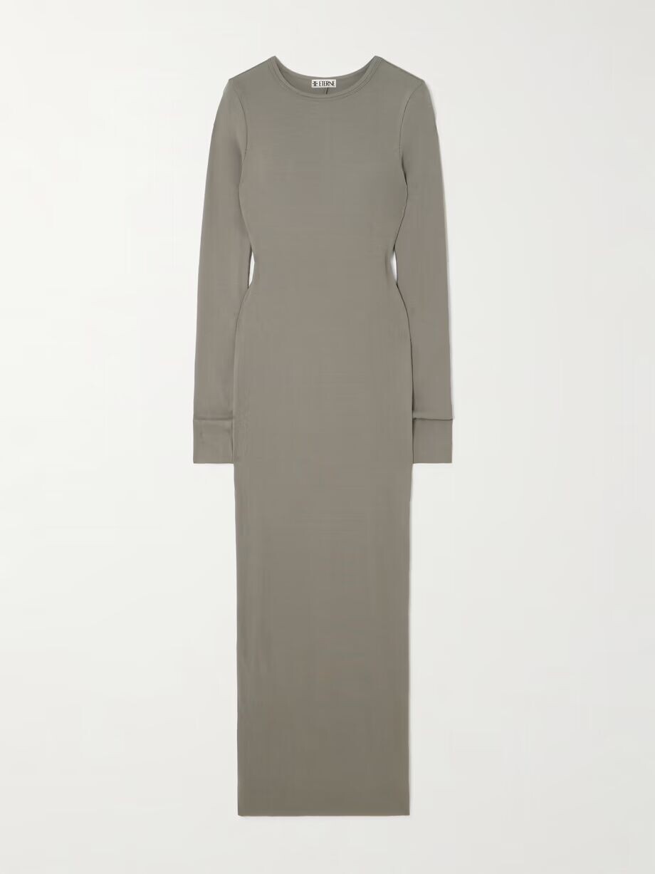 Платье макси из эластичного джерси в рубчик с длинными рукавами и круглым вырезом Éterne, цвет Neutral
Платье макси из эластичного джерси в рубчик с длинными рукавами и круглым вырезом Éterne, цвет Neutral