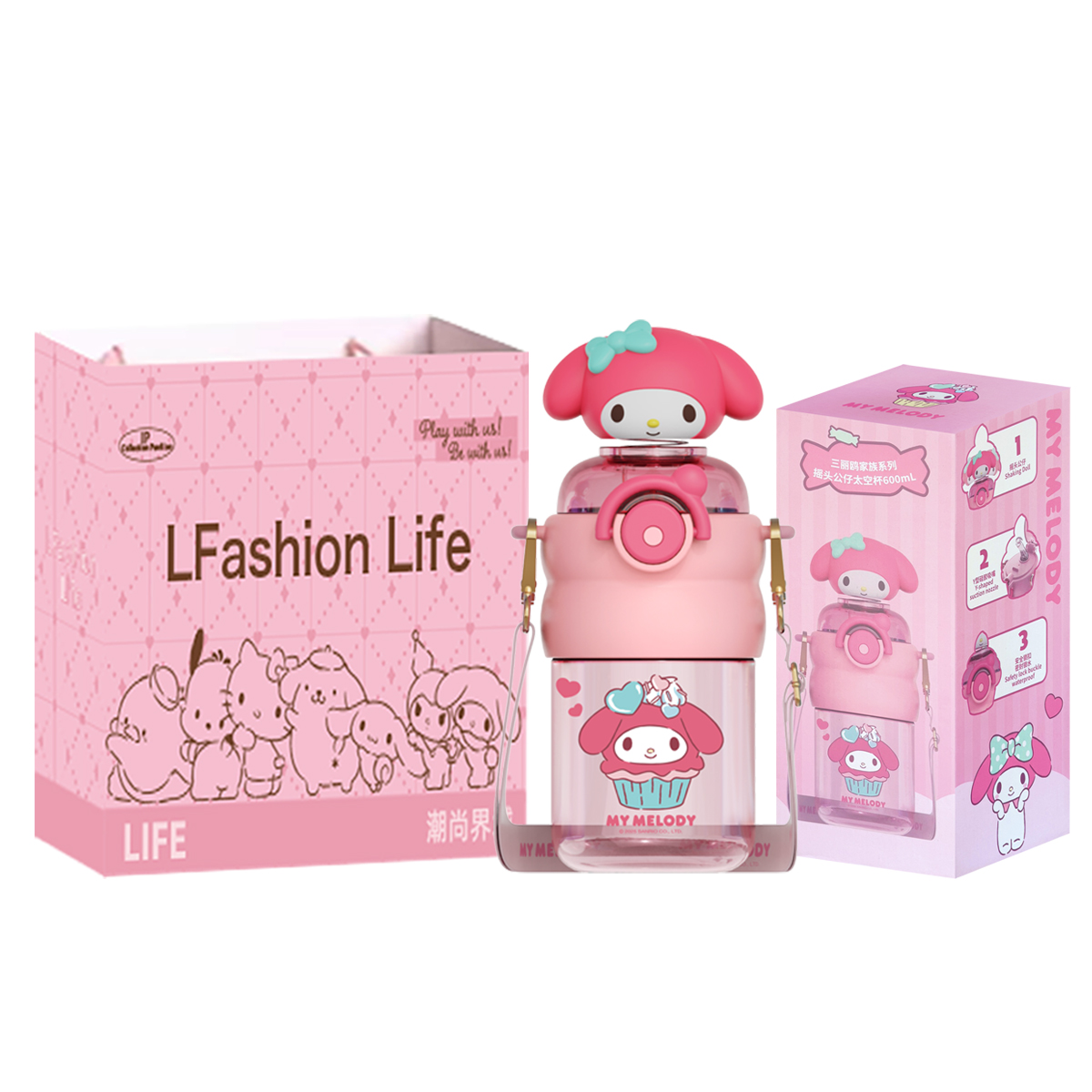 Коллекция Hello Kitty, коллекция My Melody, пластиковая бутылка для воды Tritan с соломинкой 600мл Sanrio, My Melody+Shopping Bag
Коллекция Hello Kitty, коллекция My Melody, пластиковая бутылка для воды Tritan с соломинкой 600мл Sanrio, My Melody+Shopping Bag