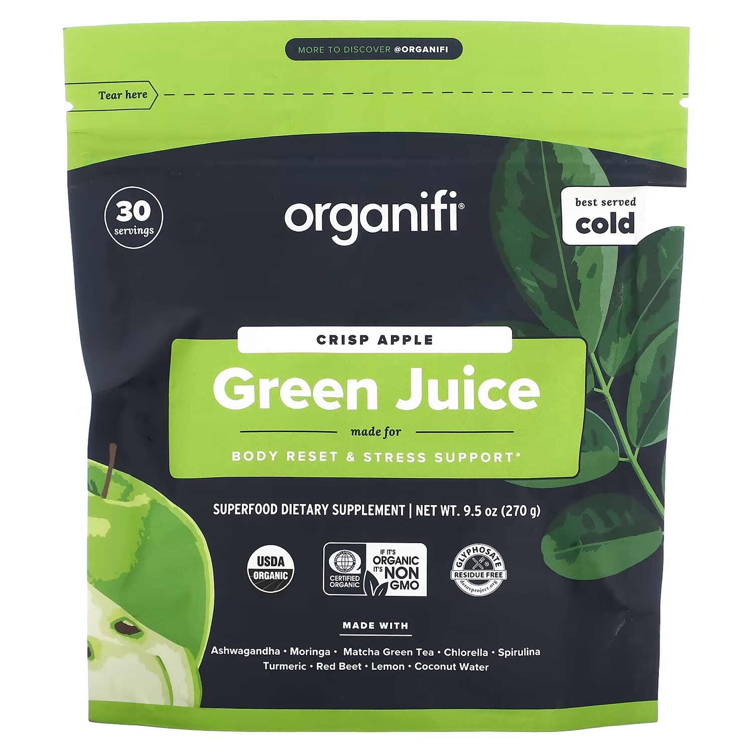 Смесь Organifi Green Juice Crisp Apple для восстановления организма, 270 г
Смесь Organifi Green Juice Crisp Apple для восстановления организма, 270 г