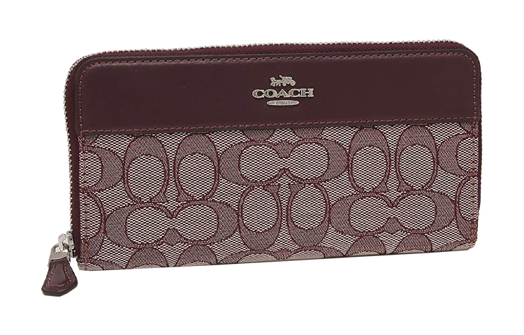 COACH Женский бумажник из жаккардовой ткани с кожаными вставками красный коричневый
COACH Женский бумажник из жаккардовой ткани с кожаными вставками красный коричневый