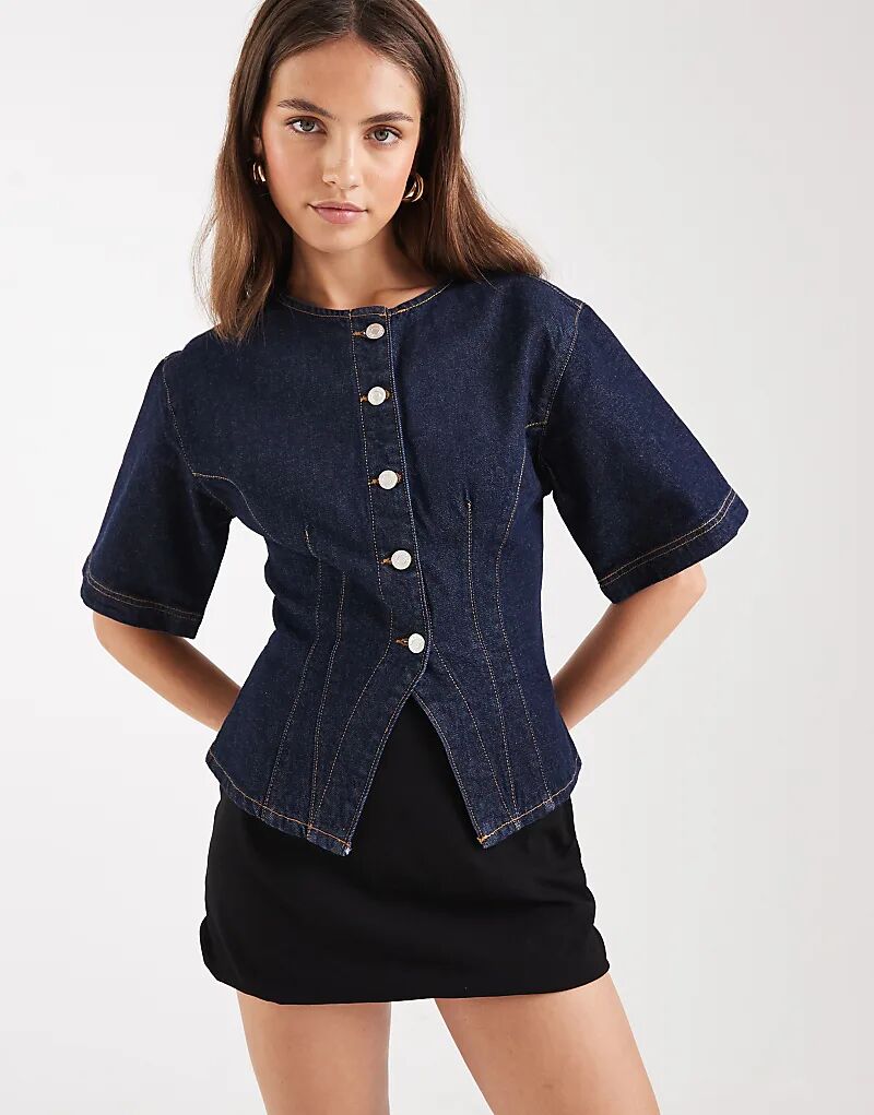 Джинсовый топ ASOS DESIGN с короткими рукавами и без воротника, средне-голубой
Джинсовый топ ASOS DESIGN с короткими рукавами и без воротника, средне-голубой