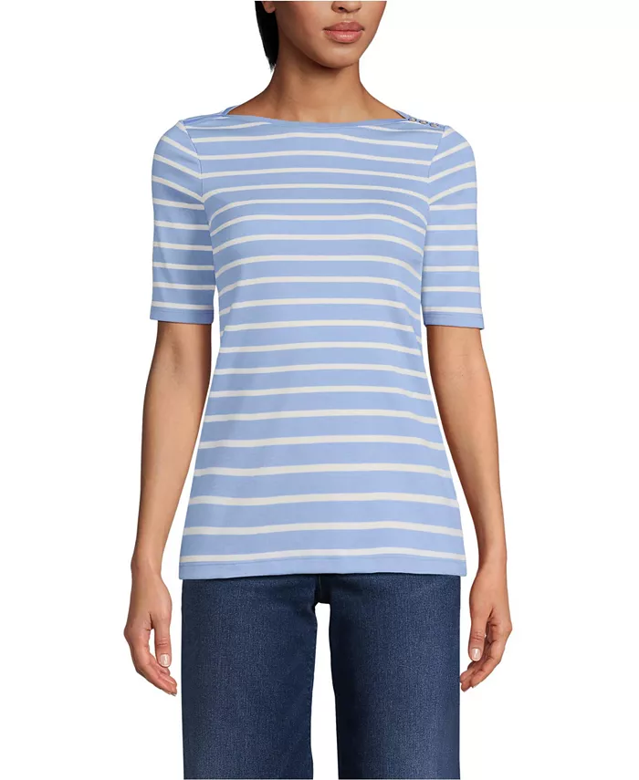 Женская футболка Supima Cotton с рукавами до локтя и вырезом-лодочкой на пуговицах на плечах Lands' End, синий
Женская футболка Supima Cotton с рукавами до локтя и вырезом-лодочкой на пуговицах на плечах Lands' End, синий