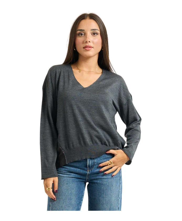 Пуловер с V-образным вырезом Alessia Santi, серый
Пуловер с V-образным вырезом Alessia Santi, серый