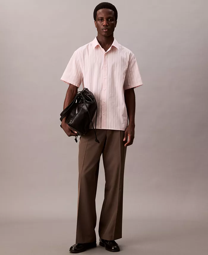 Мужская хлопковая полосатая рубашка с коротким рукавом и фактурной тканью Calvin Klein, красный
Мужская хлопковая полосатая рубашка с коротким рукавом и фактурной тканью Calvin Klein, красный