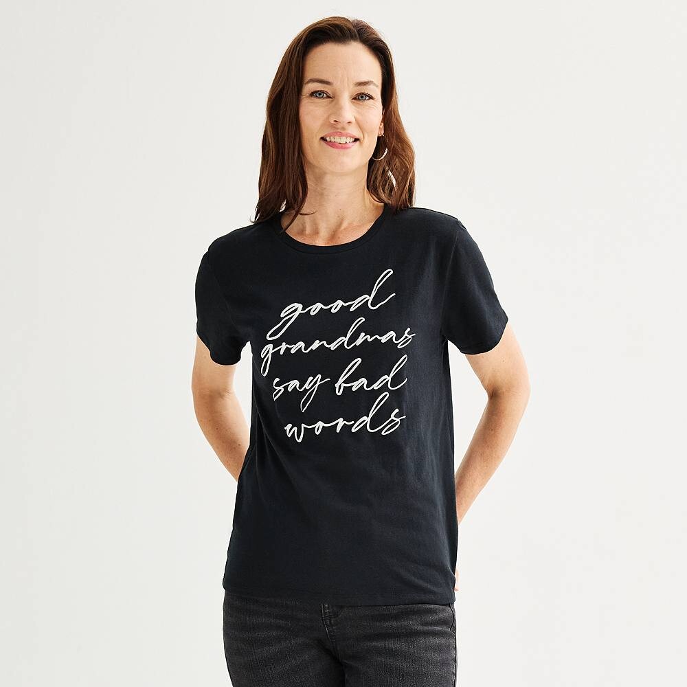 Футболка с рисунком для юниоров «Хорошие бабушки говорят плохие слова», черный