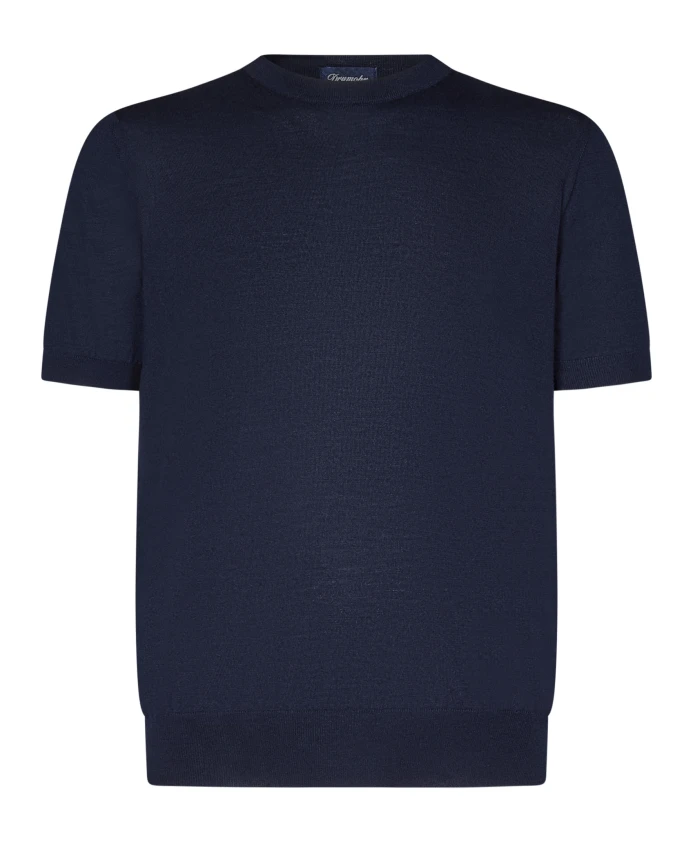 Синяя кашемировая шелковая футболка и рубашка поло Drumohr, синий
Синяя кашемировая шелковая футболка и рубашка поло Drumohr, синий