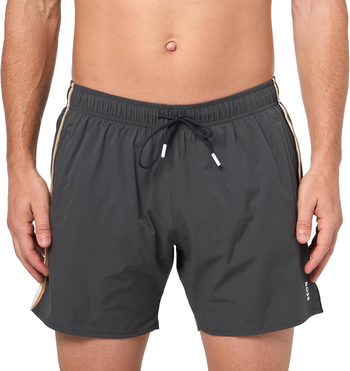 Мужские однотонные плавки-шорты BOSS с культовыми полосками по бокам, Lava Smoke
Мужские однотонные плавки-шорты BOSS с культовыми полосками по бокам, Lava Smoke