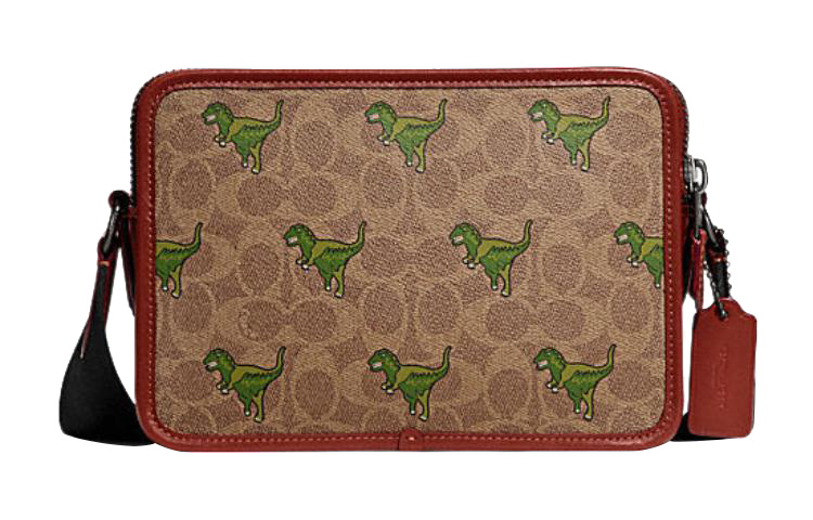 Кожаная сумка-мессенджер Charter Cow малого квадратного формата, среднего размера, мужская, коричнево-желтая и ржаво-красная COACH 
Кожаная сумка-мессенджер Charter Cow малого квадратного формата, среднего размера, мужская, коричнево-желтая и ржаво-красная COACH