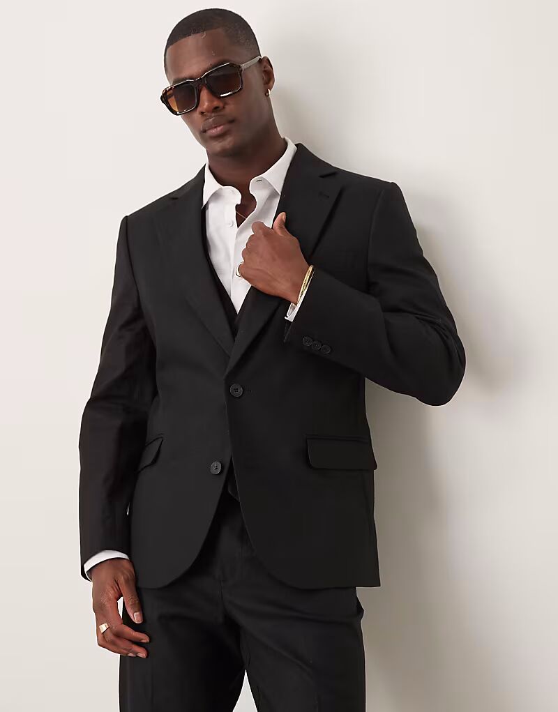 Узкий пиджак из льняной смеси черного цвета Asos Design
Узкий пиджак из льняной смеси черного цвета Asos Design