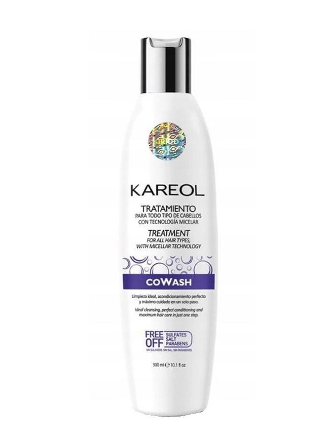 Kareol CoWash Micellar Technology Treatment, мицеллярное очищающее и питательное средство для волос, 300 мл
Kareol CoWash Micellar Technology Treatment, мицеллярное очищающее и питательное средство для волос, 300 мл