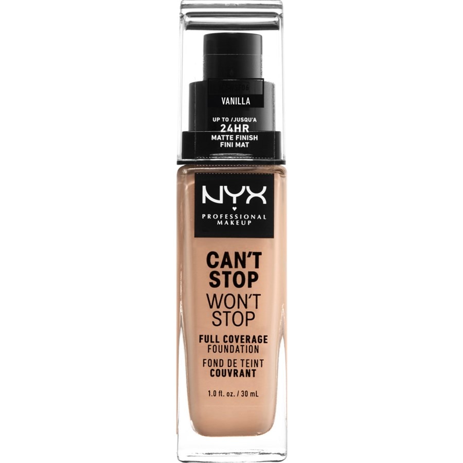 Тональная основа NYX Professional Makeup Can't Stop Won't Stop Foundation, Nr. 07 Vanilla / 30 ml
Тональная основа NYX Professional Makeup Can't Stop Won't Stop Foundation, Nr. 07 Vanilla / 30 ml