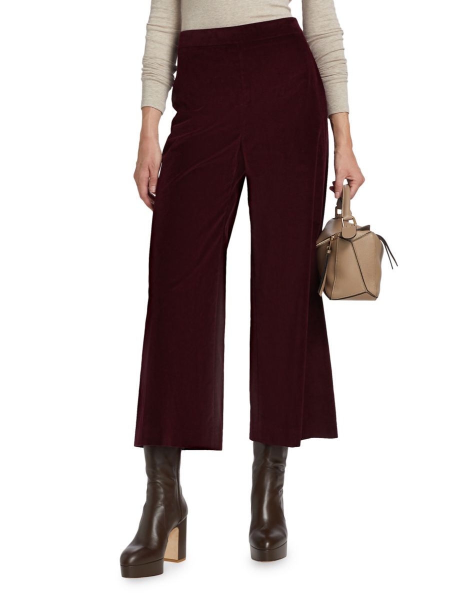 Укороченные широкие брюки из бархата Frame, бордовый
Укороченные широкие брюки из бархата Frame, бордовый