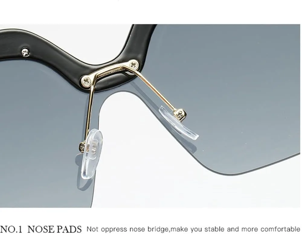 Женские винтажные солнцезащитные очки без оправы, большие, с широкой оправой, мужские роскошные ретро-очки, женские очки с защитой от УФ-излучения UV400 TVTBBVV, Blue
Женские винтажные солнцезащитные очки без оправы, большие, с широкой оправой, мужские роскошные ретро-очки, женские очки с защитой от УФ-излучения UV400 TVTBBVV, Blue