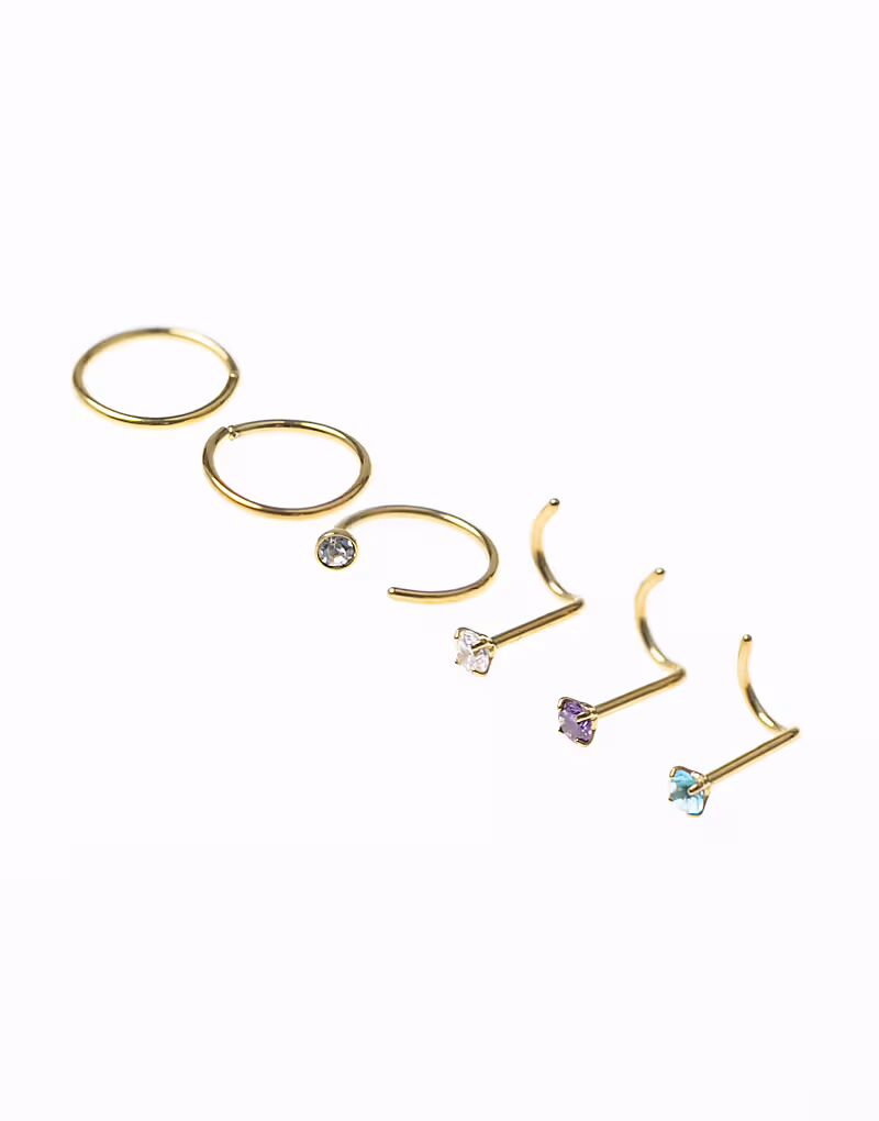 Серьги-гвоздики для носа из позолоченной хирургической стали с пастельными стразами, комплект из 6 штук, золото Lovisa
Серьги-гвоздики для носа из позолоченной хирургической стали с пастельными стразами, комплект из 6 штук, золото Lovisa