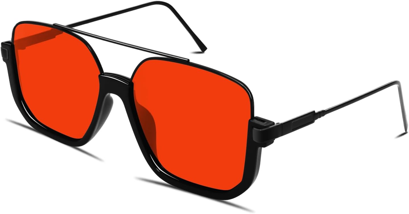 Ретро-солнцезащитные очки-авиаторы большого размера для женщин и мужчин, квадратные, с двойной перемычкой, в стиле 70-х. Модные очки в стиле 70-х GUVIVI, Black Frame - Red Lens
Ретро-солнцезащитные очки-авиаторы большого размера для женщин и мужчин, квадратные, с двойной перемычкой, в стиле 70-х. Модные очки в стиле 70-х GUVIVI, Black Frame - Red Lens