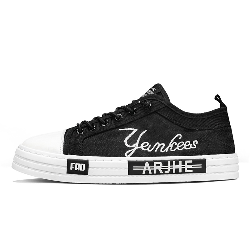 Kuding Дышащие мужские скейтерские кеды лоу-топ черные, цвет Black 
Kuding Дышащие мужские скейтерские кеды лоу-топ черные, цвет Black