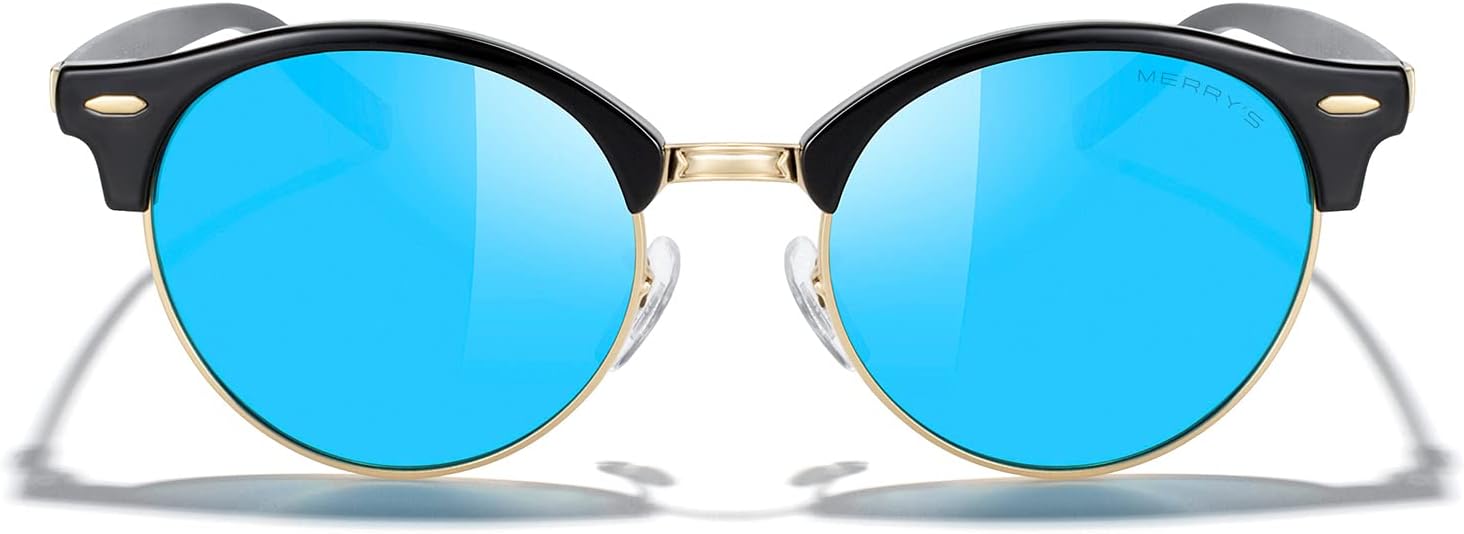 Круглые поляризованные солнцезащитные очки MERRY для женщин и мужчин, классический ретро-стиль, полуободковая оправа, алюминиевые дужки MERRY'S, Black Frame/Gold Bridge/Blue Mirror Lens
Круглые поляризованные солнцезащитные очки MERRY для женщин и мужчин, классический ретро-стиль, полуободковая оправа, алюминиевые дужки MERRY'S, Black Frame/Gold Bridge/Blue Mirror Lens