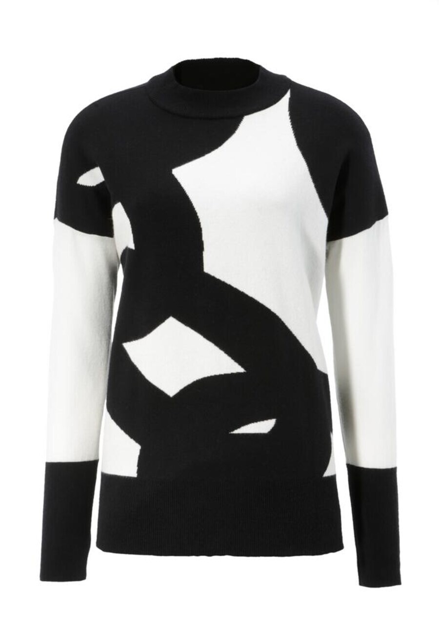 Тонкий вязаный свитер Aniston SELECTED Sweater, цвет black/off white 
Тонкий вязаный свитер Aniston SELECTED Sweater, цвет black/off white