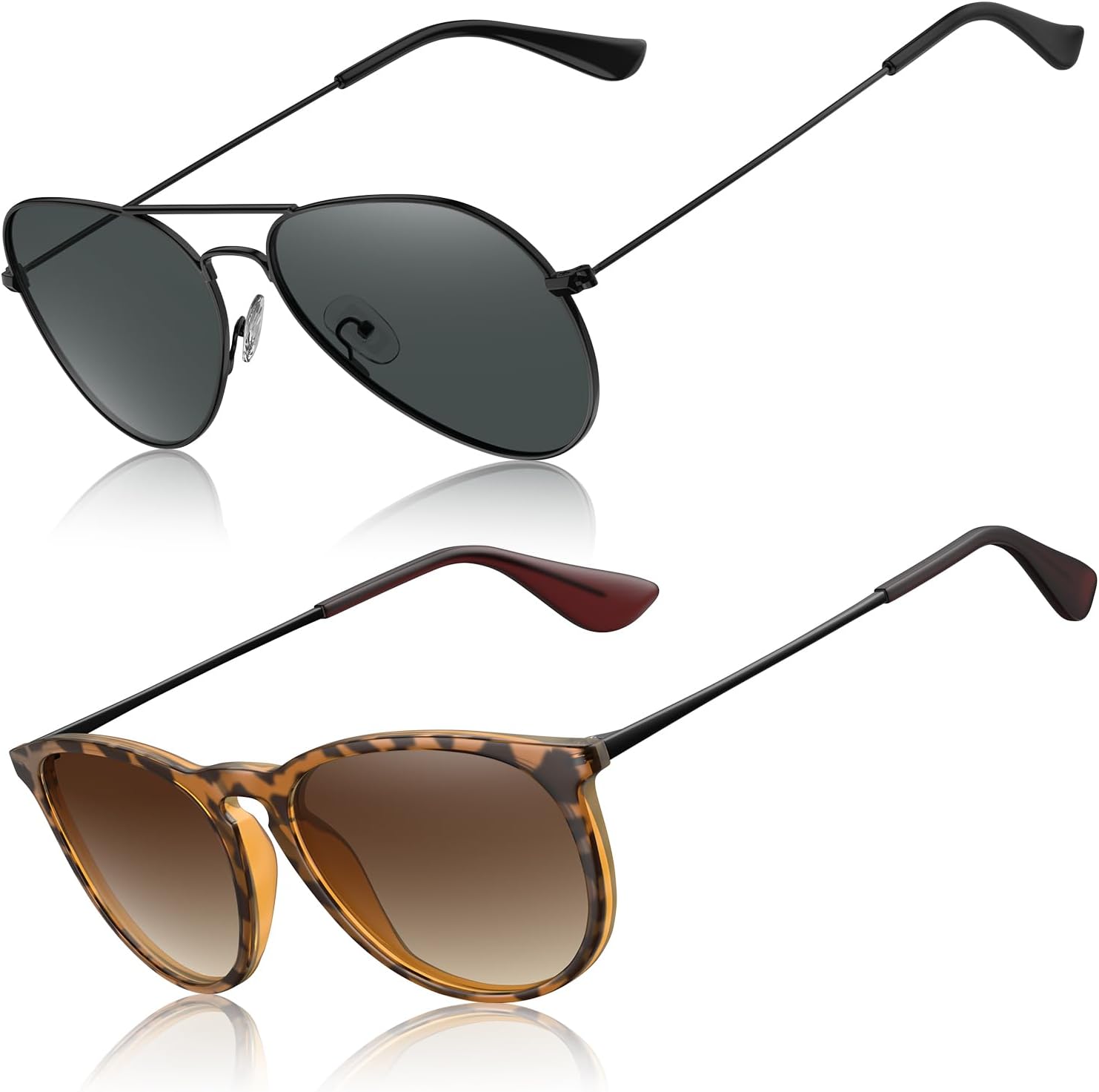 STGATN 2 комплекта круглых и авиаторских поляризованных солнцезащитных очков для женщин и мужчин с защитой UV400, D. Round Matte Tortoise/Gradient Brown + Aviator Black/Grey
STGATN 2 комплекта круглых и авиаторских поляризованных солнцезащитных очков для женщин и мужчин с защитой UV400, D. Round Matte Tortoise/Gradient Brown + Aviator Black/Grey