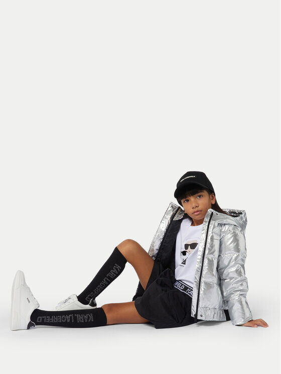 Пуховик стандартного кроя Karl Lagerfeld Kids, серебряный 
Пуховик стандартного кроя Karl Lagerfeld Kids, серебряный
