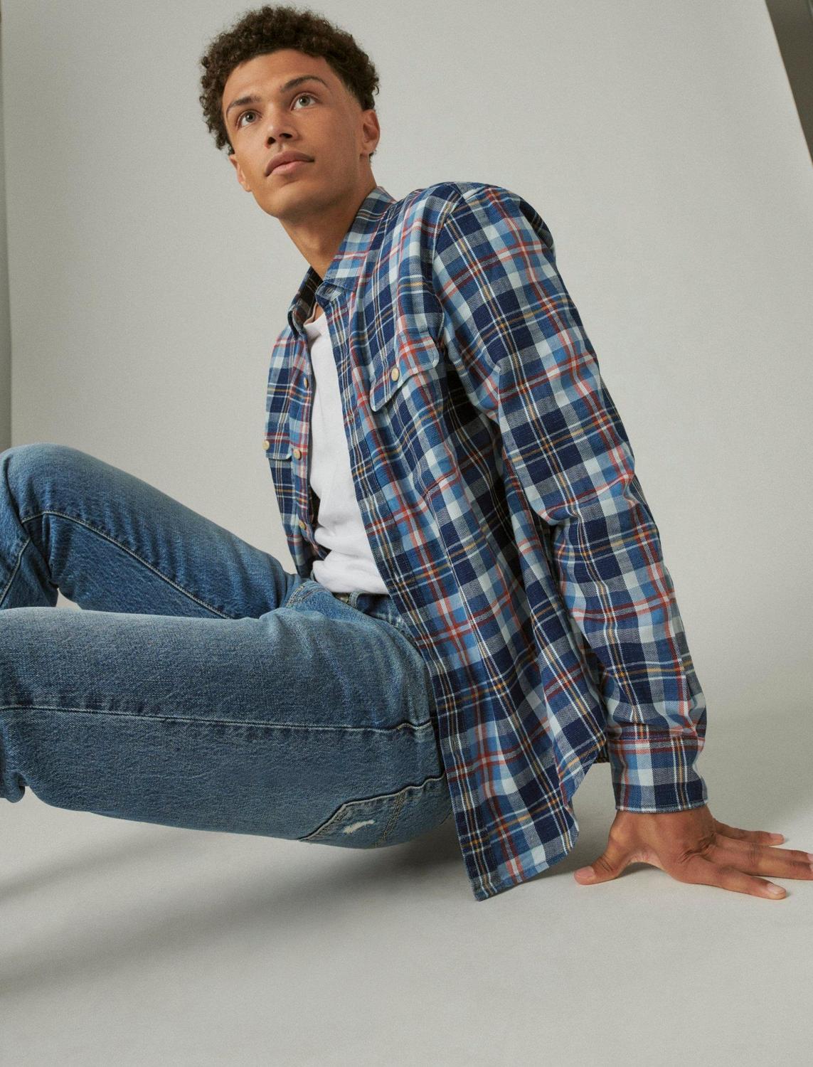 Мужская клетчатая рубашка цвета индиго с длинным рукавом Lucky Brand
Мужская клетчатая рубашка цвета индиго с длинным рукавом Lucky Brand