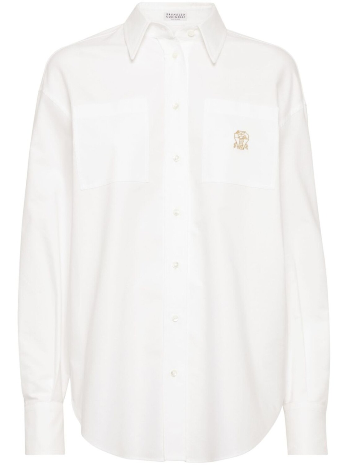 Рубашка с вышитым логотипом Brunello Cucinelli, белый
Рубашка с вышитым логотипом Brunello Cucinelli, белый
