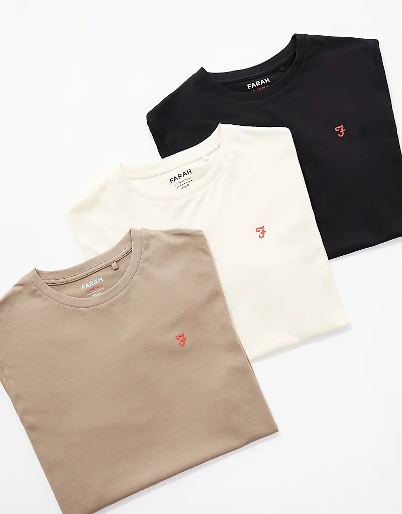 Упаковка из 3 футболок с логотипом Farah в кремовом, бежевом и черном цветах
Упаковка из 3 футболок с логотипом Farah в кремовом, бежевом и черном цветах