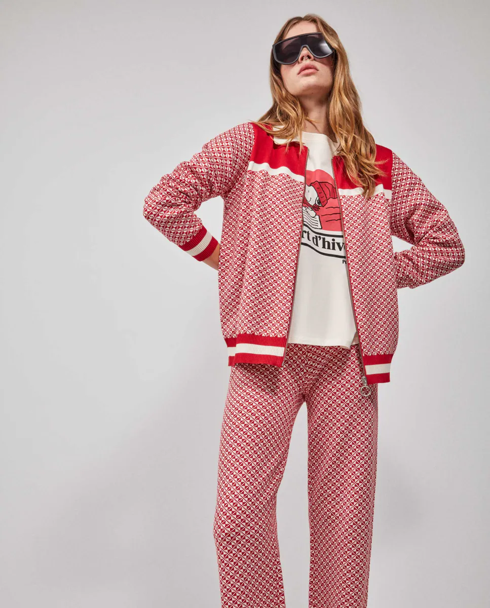 Жаккардовый трикотажный жакет женский на молнии Gisela, красный
Жаккардовый трикотажный жакет женский на молнии Gisela, красный