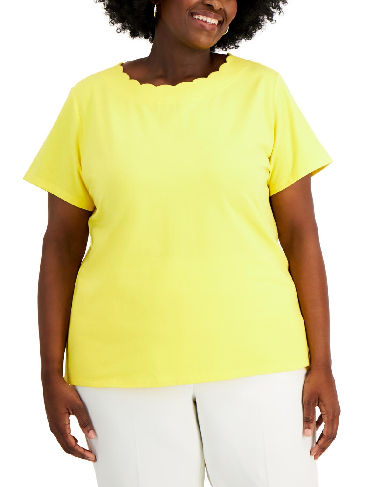Плюс Женская футболка с фестончатым узором и коротким рукавом Anne Klein, цвет bright daffodil
Плюс Женская футболка с фестончатым узором и коротким рукавом Anne Klein, цвет bright daffodil