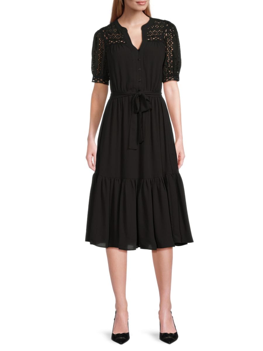 Платье-рубашка с люверсами T Tahari, черный
Платье-рубашка с люверсами T Tahari, черный