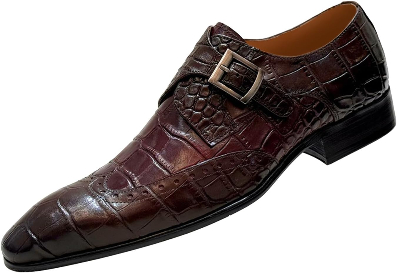 Мужские кожаные формальные лоферы Santimon с пряжкой-монахом- модная и комфортная обувь с тиснением под крокодила для бизнеса и свадеб, Coffee
Мужские кожаные формальные лоферы Santimon с пряжкой-монахом- модная и комфортная обувь с тиснением под крокодила для бизнеса и свадеб, Coffee