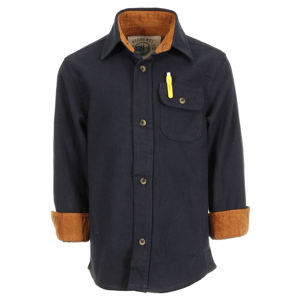 Детская фланелевая рубашка Gioberti с одним карманом и вельветовым контрастом, цвет Heather Navy
Детская фланелевая рубашка Gioberti с одним карманом и вельветовым контрастом, цвет Heather Navy