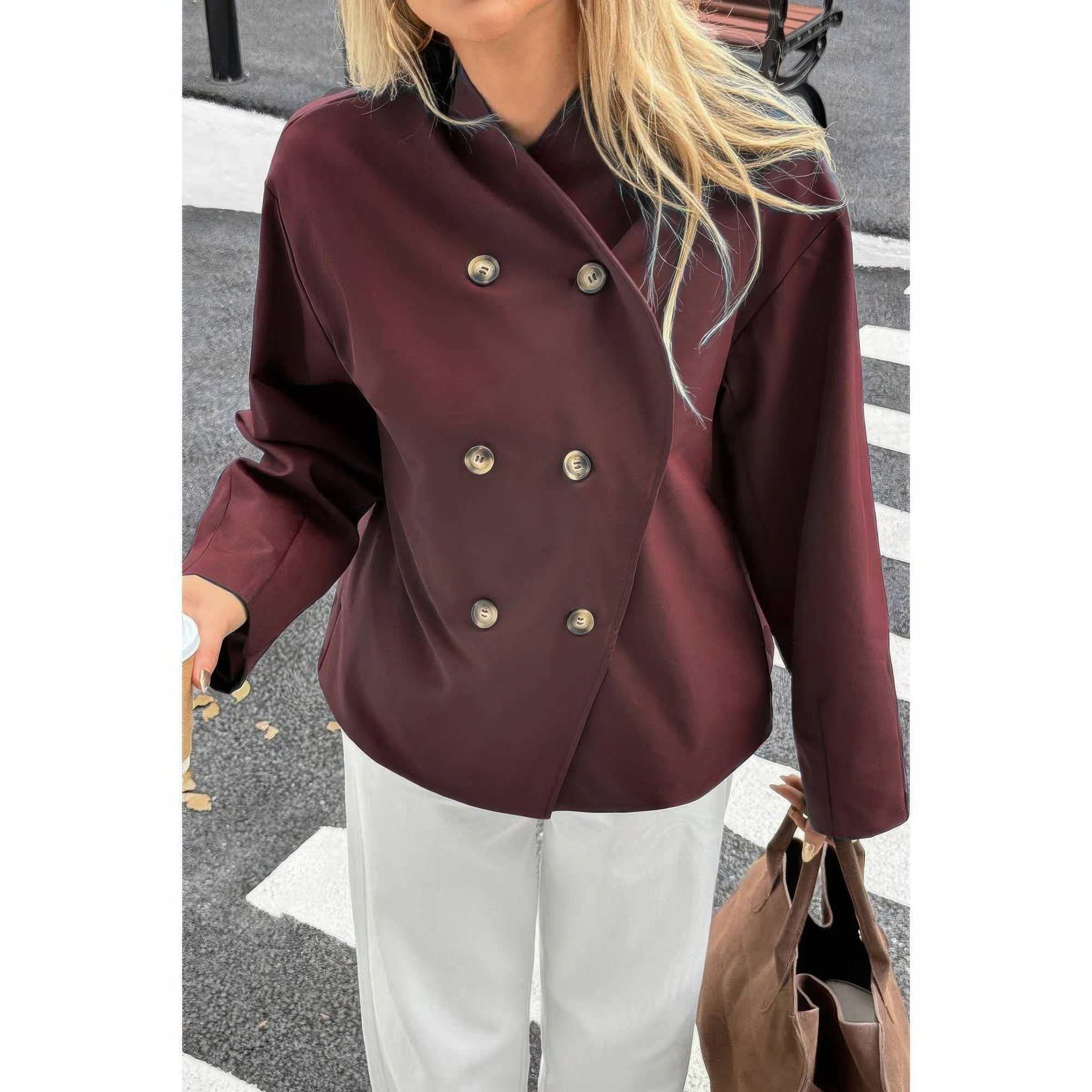 Двубортный тренч с V-образным вырезом и длинными рукавами Truedames, Wine
Двубортный тренч с V-образным вырезом и длинными рукавами Truedames, Wine