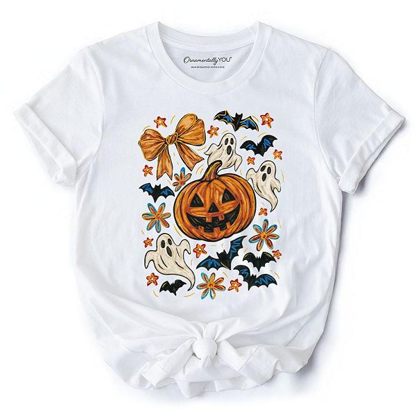 Футболка с бантом Pumpkin Ghosts Coquette, ретро-футболка для Хэллоуина Ornamentallyyou, White
Футболка с бантом Pumpkin Ghosts Coquette, ретро-футболка для Хэллоуина Ornamentallyyou, White