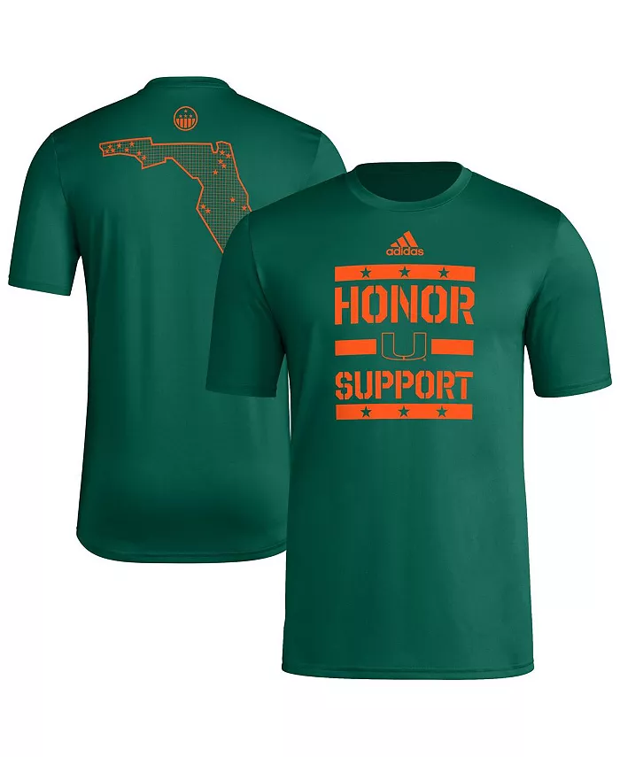 Мужская зеленая футболка Miami Hurricanes Honor Support Pre-Game adidas
Мужская зеленая футболка Miami Hurricanes Honor Support Pre-Game adidas