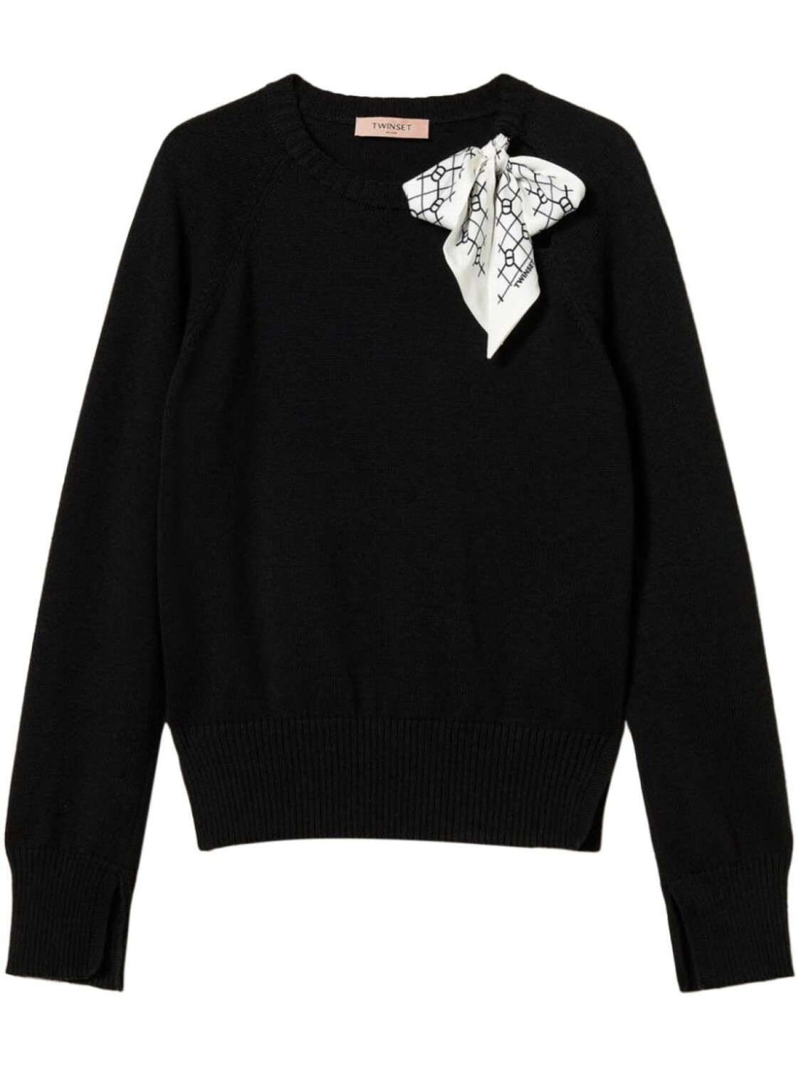 Свитер с шарфом TWINSET, черный 
Свитер с шарфом TWINSET, черный