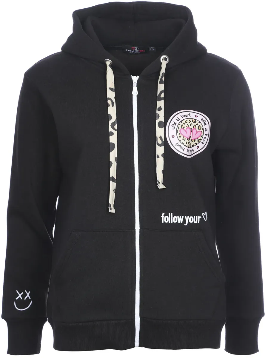 Толстовка Zwillingsherz с капюшоном и завязками леопардового принта, черный
Толстовка Zwillingsherz с капюшоном и завязками леопардового принта, черный