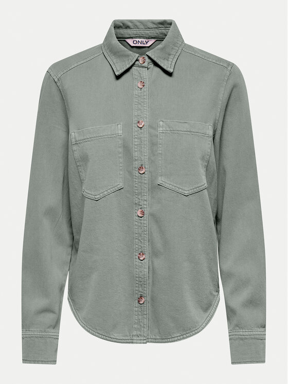 Облегающая джинсовая рубашка Silla 15338783 Only, зеленый 
Облегающая джинсовая рубашка Silla 15338783 Only, зеленый