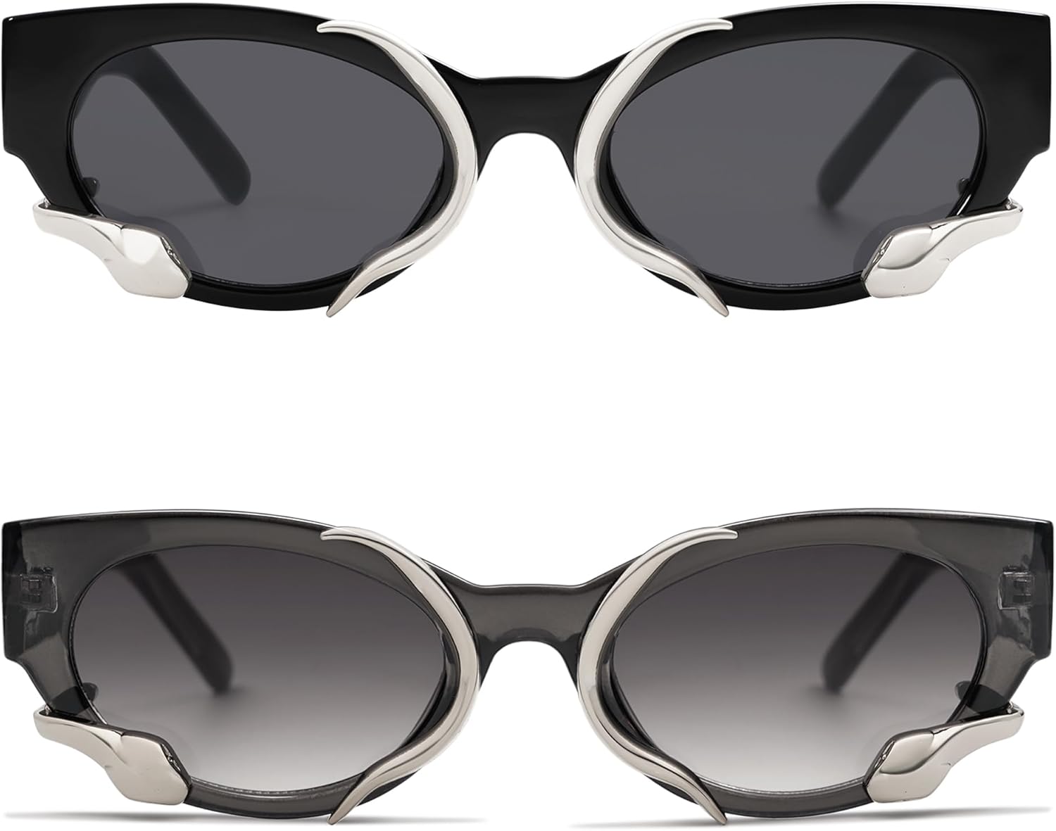 Модные солнцезащитные очки для женщин и мужчин, винтажные, узкие, «кошачий глаз», с металлическим змеиным ремешком, аксессуары в стиле Y2k AP3621 Appassal, B10 Black/Grey/Silver & Grey/Grey/Sliver
Модные солнцезащитные очки для женщин и мужчин, винтажные, узкие, «кошачий глаз», с металлическим змеиным ремешком, аксессуары в стиле Y2k AP3621 Appassal, B10 Black/Grey/Silver & Grey/Grey/Sliver