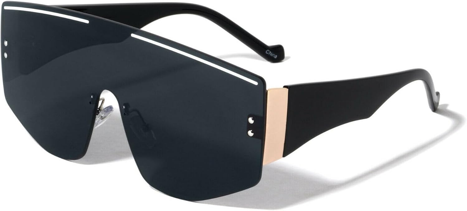 Спортивные солнцезащитные очки Dweebzilla Futuristic Rimless XL Oversized One Piece Shield Lens без оправы, увеличенного размера, цельной конструкции, Black & Gold Frame - Black Super Dark Lens
Спортивные солнцезащитные очки Dweebzilla Futuristic Rimless XL Oversized One Piece Shield Lens без оправы, увеличенного размера, цельной конструкции, Black & Gold Frame - Black Super Dark Lens