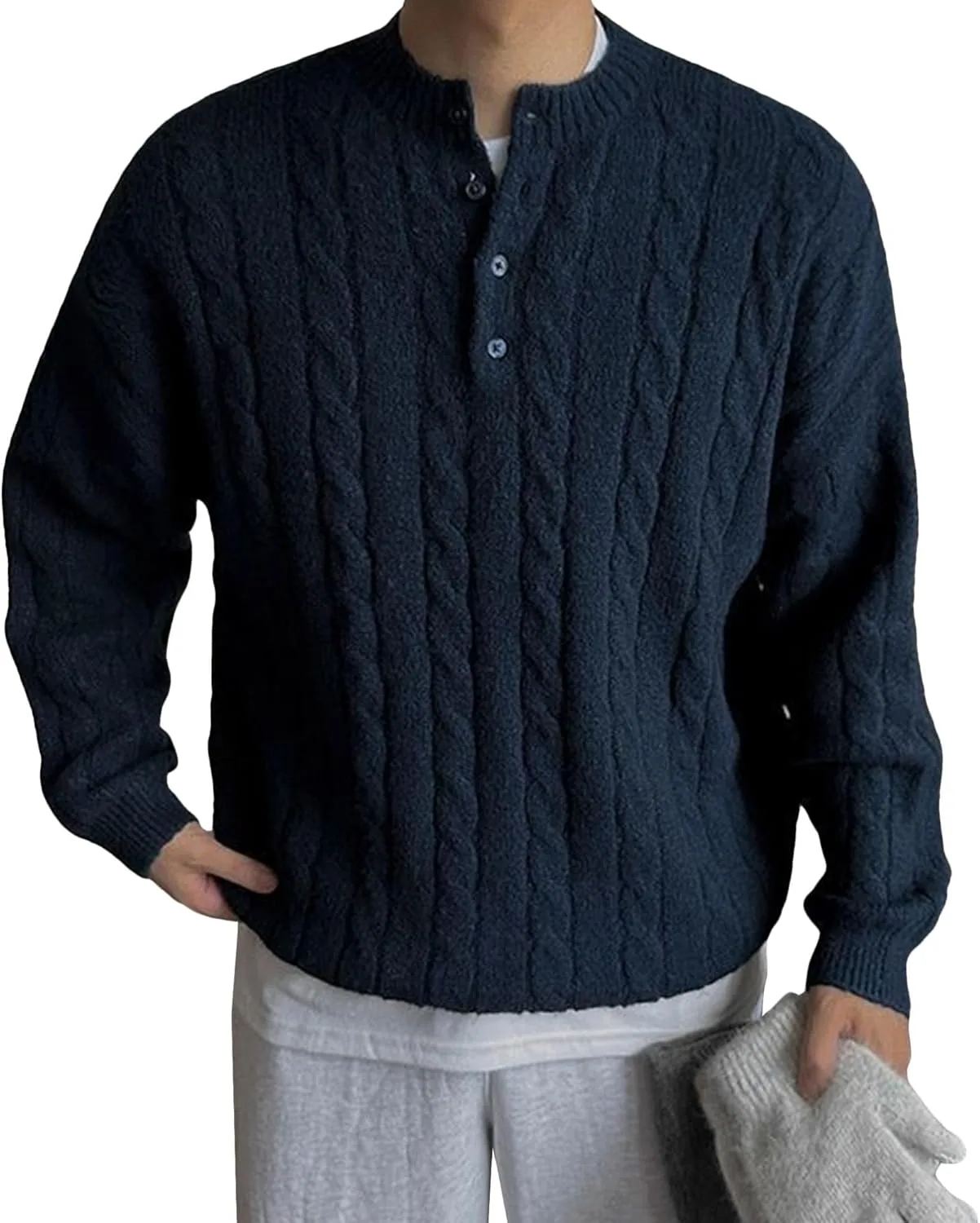 Мужской свитер с воротником хенри
Мужской свитер с воротником хенри