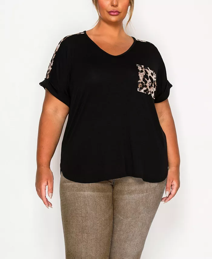 Топ размера плюс с леопардовым принтом, сетчатыми карманами на плечах и закатанными рукавами COIN 1804, черный
Топ размера плюс с леопардовым принтом, сетчатыми карманами на плечах и закатанными рукавами COIN 1804, черный